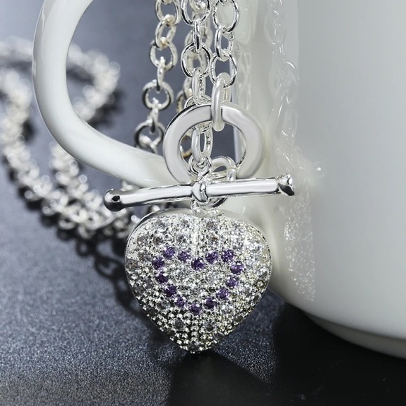 🌟 Silver Heart Pendant Bracelet - Picture 3 of 3